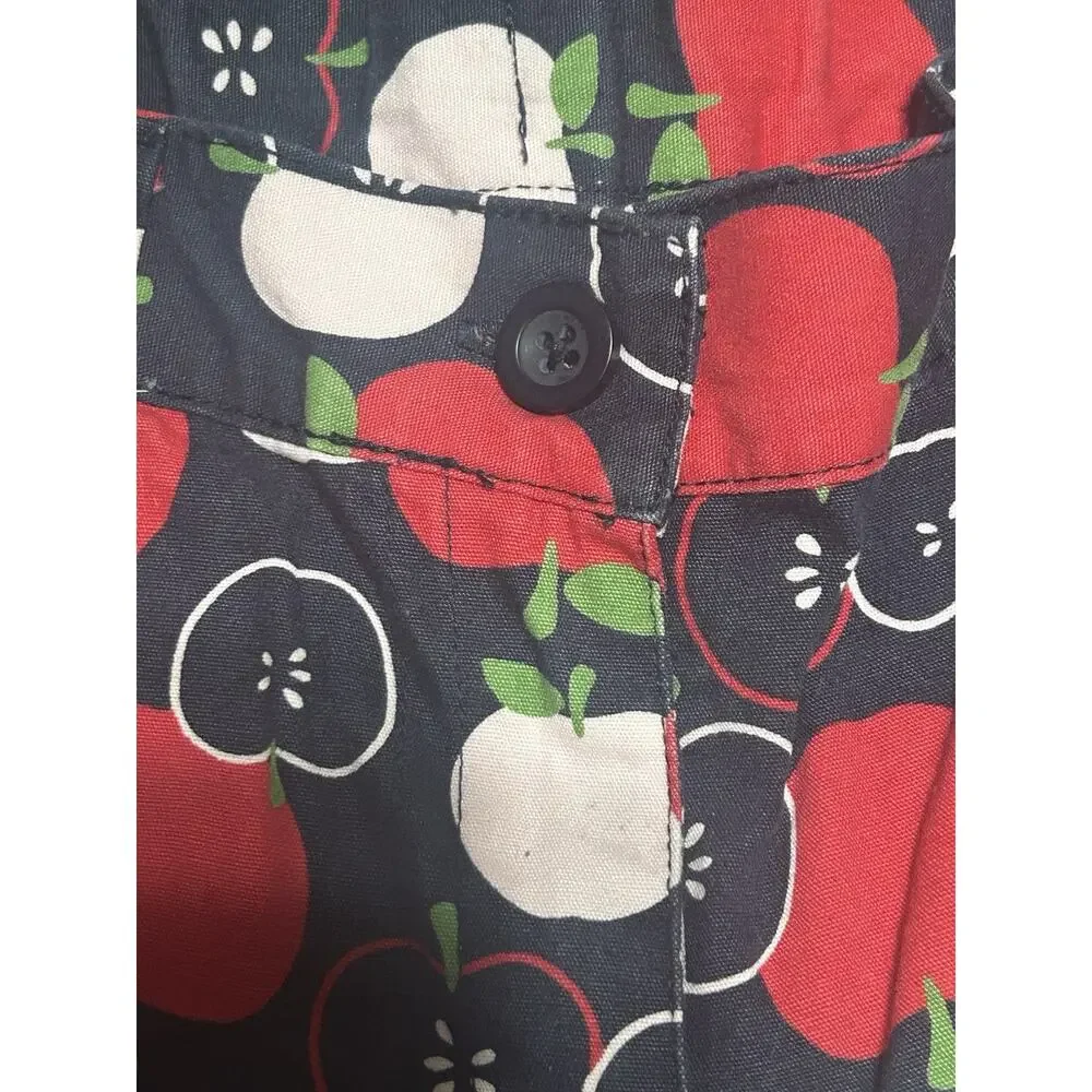 Gymboree Girls Apple Print Bermuda Shorts Size 9 Navy Cotton
